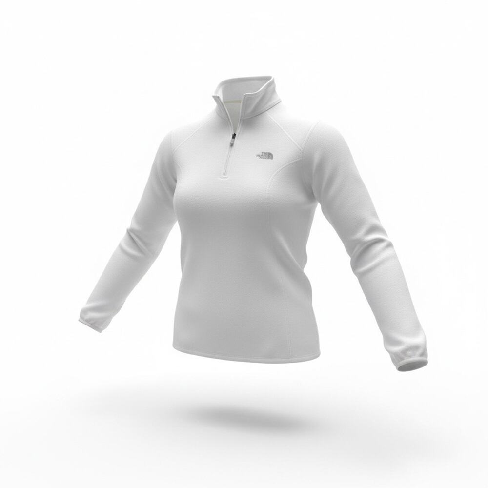 The North Face Womens Polartec Fleece 1/4 Zip Pullover Jacket White XL